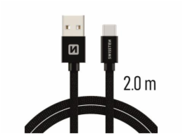 Swissten Datový Kabel Textile Usb / Usb-C 2,0 M Černý