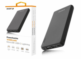 ALIGATOR PB1000, 10000mAh 3v1, micro/iPh/USB-C, černá