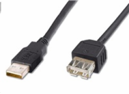 PremiumCord USB 2.0 kabel prodlužovací, A-A, 2m černá