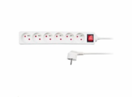 Solight prodlužovací přívod, 6 zásuvek, bílý, vypínač, 3m - PP72