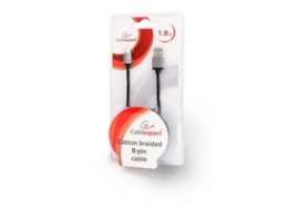 GEMBIRD Kabel USB 2.0 Lightning (IP5 a vyšší) nabíjecí a synchronizační kabel, opletený, 1,8m, černý, blister