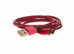CELLFISH pletený datový kabel z nylonového vlákna, USB-C, 1 m, růžová