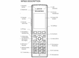 Telefon Grandstream WP820 WiFi IP, 2,4" bar. displ., 2SIP úč., video, BT, Micro USB, roaming hovoru