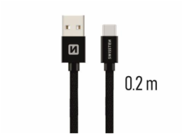 Swissten Datový Kabel Textile Usb / Usb-C 0,2 M Černý