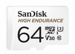 SanDisk High Endurance microSDXC 64GB 100 MB/s UHS-I U3 Class 10 + Adaptér 