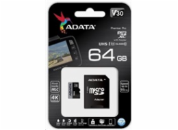 ADATA MicroSDXC karta 128GB Premier Pro UHS-I V30S (R:100/W:80 MB/s) + SD adaptér