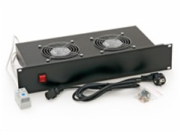 Ventilační jednotka Triton 19" Horizontální 230V/46W, 2U, 2x ventil, bimetalový termostat, černá