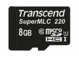 Transcend 8GB microSDHC220I UHS-I U1 (Class 10) SuperMLC průmyslová paměťová karta, 80MB/s R, 45MB/s W, černá