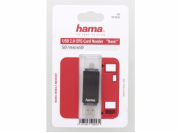 HAMA čtečka paměťových karet Basic USB 2.0/micro USB OTG/ SD/microSD/ černá