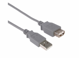 PremiumCord USB 2.0 kabel prodlužovací, A-A, 2m, šedá