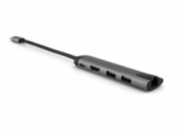 VERBATIM 49141 USB-C Multiport HUB, 2x USB 3.0, 1x USB-C, HDMI, LAN, šedá dokovací stanice