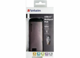 VERBATIM 49142 USB-C Multiport HUB, 3x USB 3.0, 1x USB-C, HDMI, LAN, SD, microSD, šedá dokovací stanice