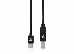 V7 2m USB2-B auf USB-C Kabel černá
