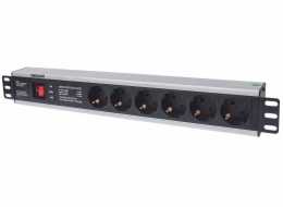 Intellinet 19" 1.5U Rackmount 6-Way Power Strip - German Type, rozvodný panel, 6x DE zásuvka, 3m kabel,přepěťová ochrana