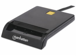Manhattan USB-A Contact Smart Card Reader  12 Mbps  Friction type compatible  External  Windows or Mac  Cable 105cm  Black  Three Year Warranty  Blister
