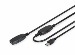 DIGITUS Extension Cable USB 3.0 SuperSpeed Type USB A/A M/F active black 15m