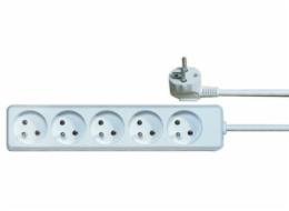 Prodlužovací kabel 7m / 5 zásuvek / bílý / PVC / 1 mm2