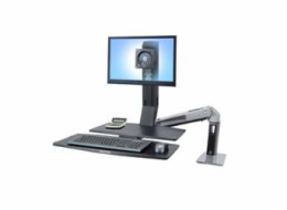 Ergotron WorkFit-A Single LD Workstation With Worksurface - Nástavec na stůl - leštěný hliník, černá