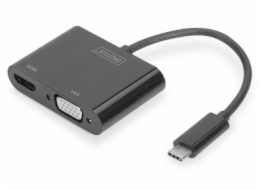 DIGITUS USB Type C to HDMI + VGA Adapter 4K/30Hz / Full HD 1080p black