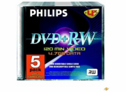 1x5 Philips DVD+RW 4,7GB 4x JC