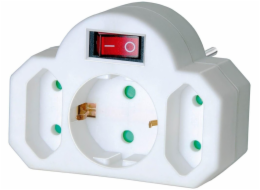Adapterstecker Euro 2+Schutzkontakt 1 mit Schalter, Steckdosenadapter