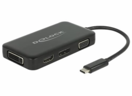 DeLOCK USB adaptér, zástrčka USB-C > zásuvka VGA + HDMI + DVI + DisplayPort