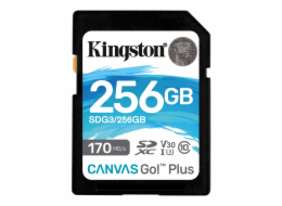 Kingston SDXC karta 256GB Canvas Go! Plus, R:170/W:90MB/s, Class 10, UHS-I, U3, V30