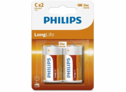 Philips baterie C LongLife zinkochloridová - 2ks, blister