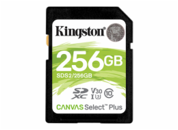 Kingston Canvas Select Plus - Paměťová karta flash - 256 GB - Video Class V30 / UHS-I U3 / Class10 - SDXC UHS-I