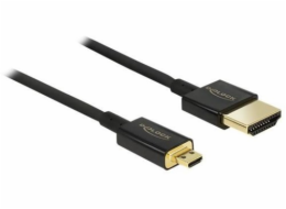 Delock Slim Premium - Kabel HDMI s ethernetem - 19 pin micro HDMI Type D s piny (male) do HDMI s piny (male) - 2 m - trojnásobně stíněný - černá - podporuje 4K