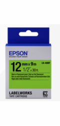 Epson Label Cartridge Fluorescent LK-4GBF Black/Green 12mm (9m)