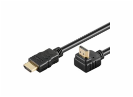 PremiumCord HDMI High Speed+Ethernet kabel, zlacený zahnutý konektor 90° 1m