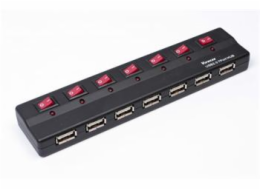 PremiumCord USB 2.0 HUB 7-portový s ext. napájením a vypínači portů