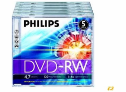 1x5 Philips DVD-RW 4,7GB 4x JC