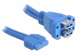 Delock USB 3.0 Pin Header - Kabel z USB iinterní na externí - 19 pin USB 3.0 header (F) do USB typ A (F) - 45 cm - modrá