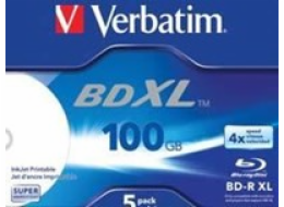 1x5 Verbatim BD-R Blu-Ray 100GB 4x Speed wide printable JC