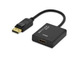 Ednet kabelový adaptér DisplayPort, DP samec - HDMI typ A samice, 0,2m, UHD 4K, aktivní, CE, zlato, černý