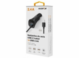 Aligator nab. do auta USB-C s USB 2,4A černá