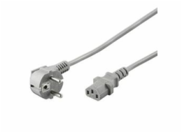 PremiumCord napájecí kabel 240V, délka 2m CEE7 pravoúhlý/IEC C13 šedý
