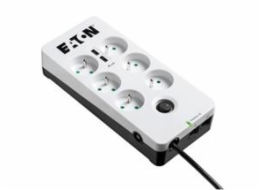 Eaton Protection Box 6 Tel@ USB FR, přepěťová ochrana, 6 zásuvek, 2x USB nabíječka, 1m