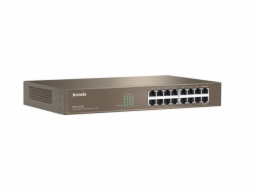 Tenda TEG1016D - 16x Gigabit Switch, Fanless-bez ventilátorů, Rackmount, ochrana proti přepětí