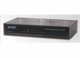 Planet GSD-503 switch 5x 10/100/1000Base-T, EuP, 802.3az, kov, fanless