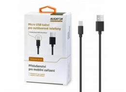 Datový kabel , micro USB, 2A, 1m, prodloužený konektor 9mm, černý, OUTDOOR