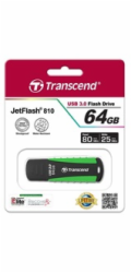 Transcend 64GB JetFlash 810, USB 3.1 (Gen 1) flash disk, černo/zelený, odolá nárazu, tlaku, prachu i vodě