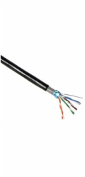 FTP kabel LYNX Cat5E, drát, dvojitý venkovní PE+PVC, černý, 305m cívka