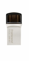 TRANSCEND USB Flash Disk JetFlash®890S OTG, 32GB, USB 3.1 Type-C/A, Silver (R/W 90/30 MB/s) TS32GJF890S