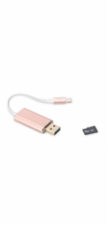 Ednet Inteligentní paměť s aplikací, růžové úložiště s rozšířeným úložištěm pro iPhone, iPad, microSD kartu až 256 GB, iOS 7.1 a v