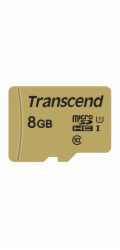 Transcend 8GB microSDHC 500S UHS-I U1 (Class 10) MLC paměťová karta (s adaptérem), 95MB/s R, 25MB/s W