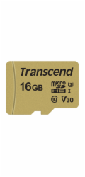 Transcend 16GB microSDHC 500S UHS-I U3 V30 (Class 10) MLC paměťová karta (s adaptérem), 95MB/s R, 50MB/s W 