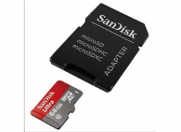 SanDisk MicroSDXC karta 64GB Ultra (80MB/s, Class 10, Android) + adaptér